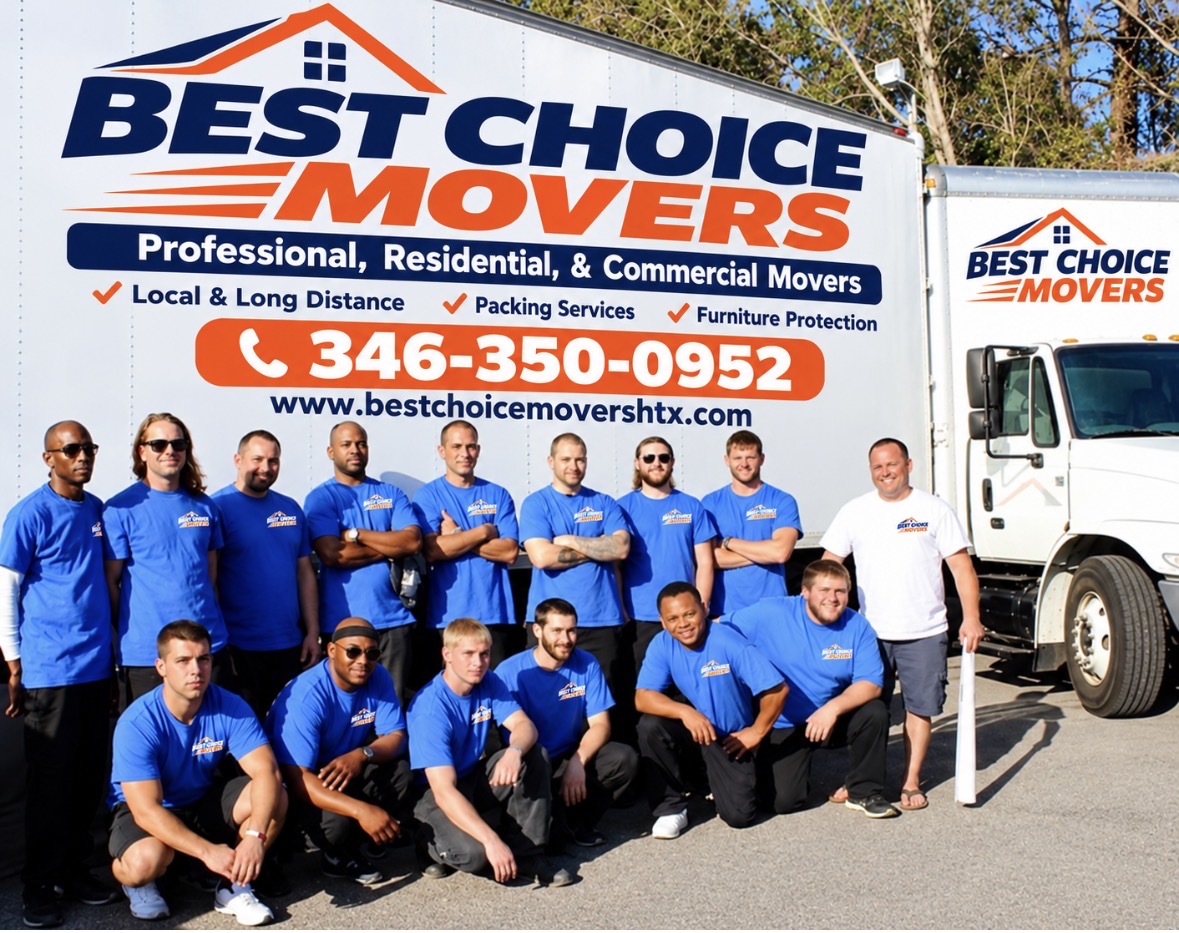 The Best Choice Movers crew standing in front of a Best Choice Movers truck